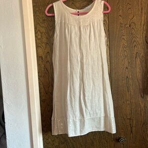 Blue Orchid  Italian Linen Shift Dress Sequined Hem Neutral Size Medium